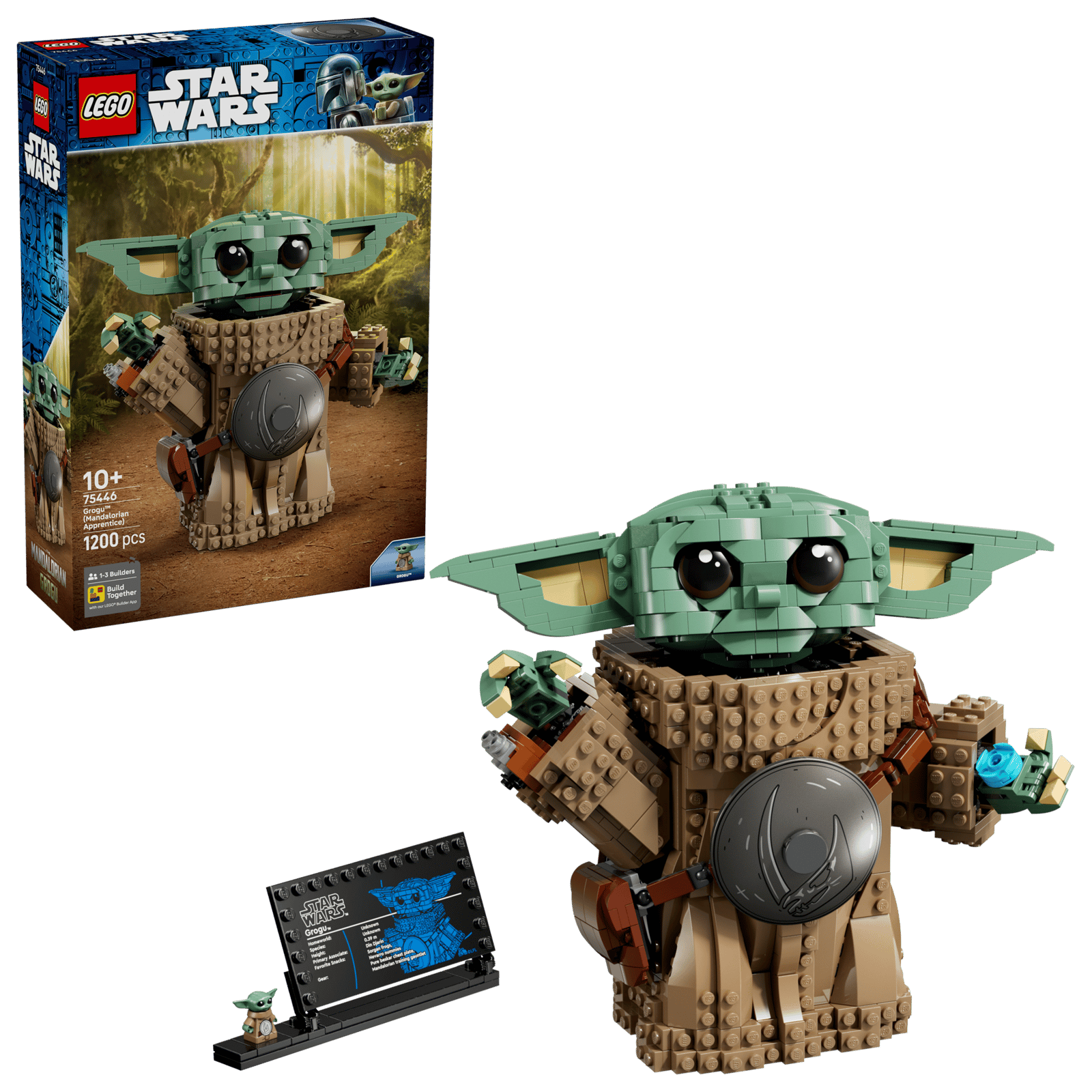 LEGO Star Wars Grogu (Mandalorian Apprentice) 75446 box and model