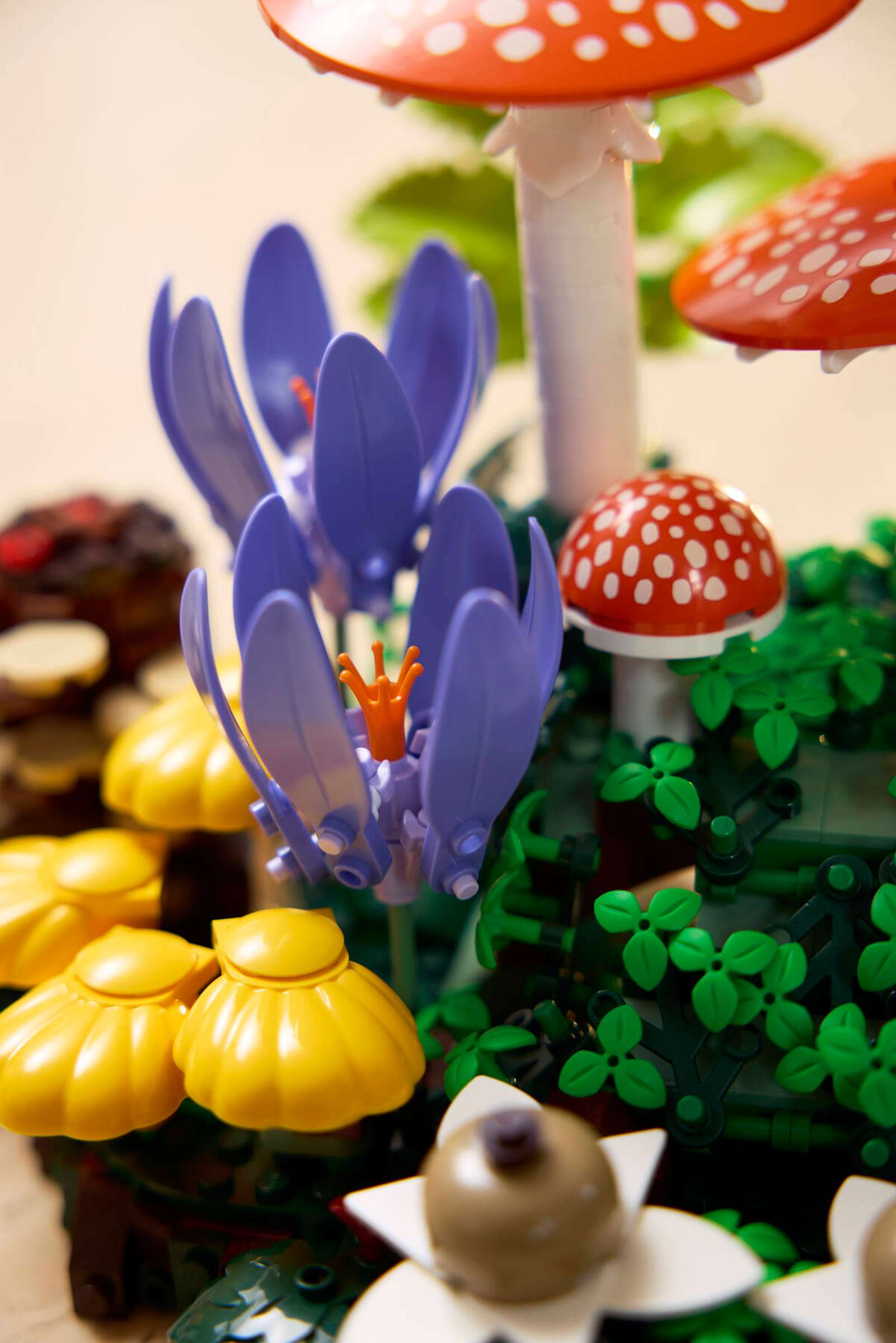 LEGO Botanicals Woodland Mushrooms being built