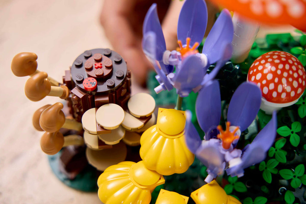 LEGO Botanicals Woodland Mushrooms being built