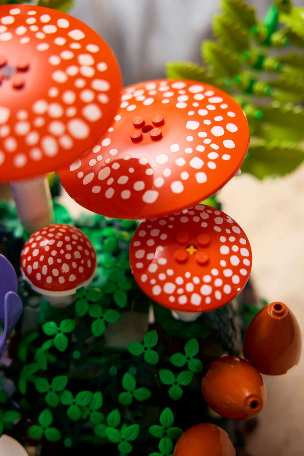LEGO Botanicals Woodland Mushrooms being built