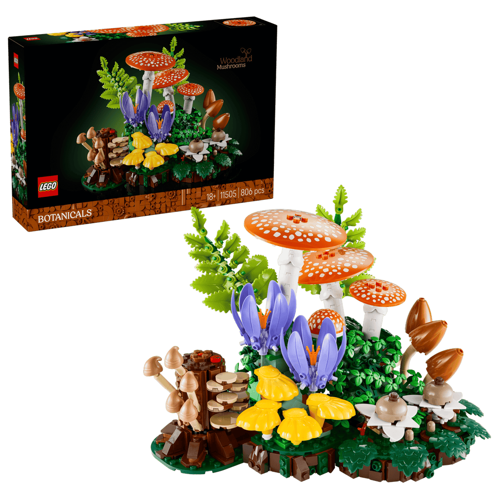 LEGO Botanicals Woodland Mushrooms box and model