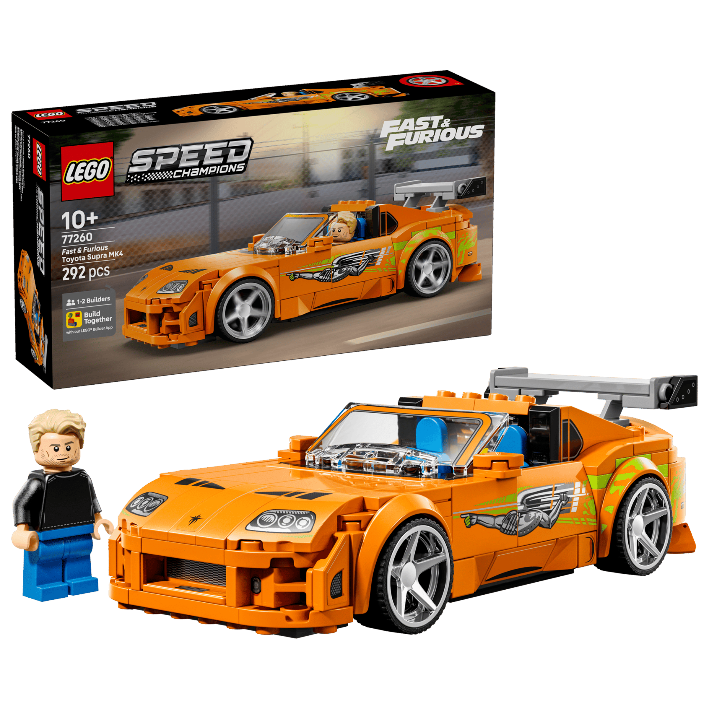 LEGO Speed Champions The Fast and The Furious Toyota Supra MK4 77260 box and model