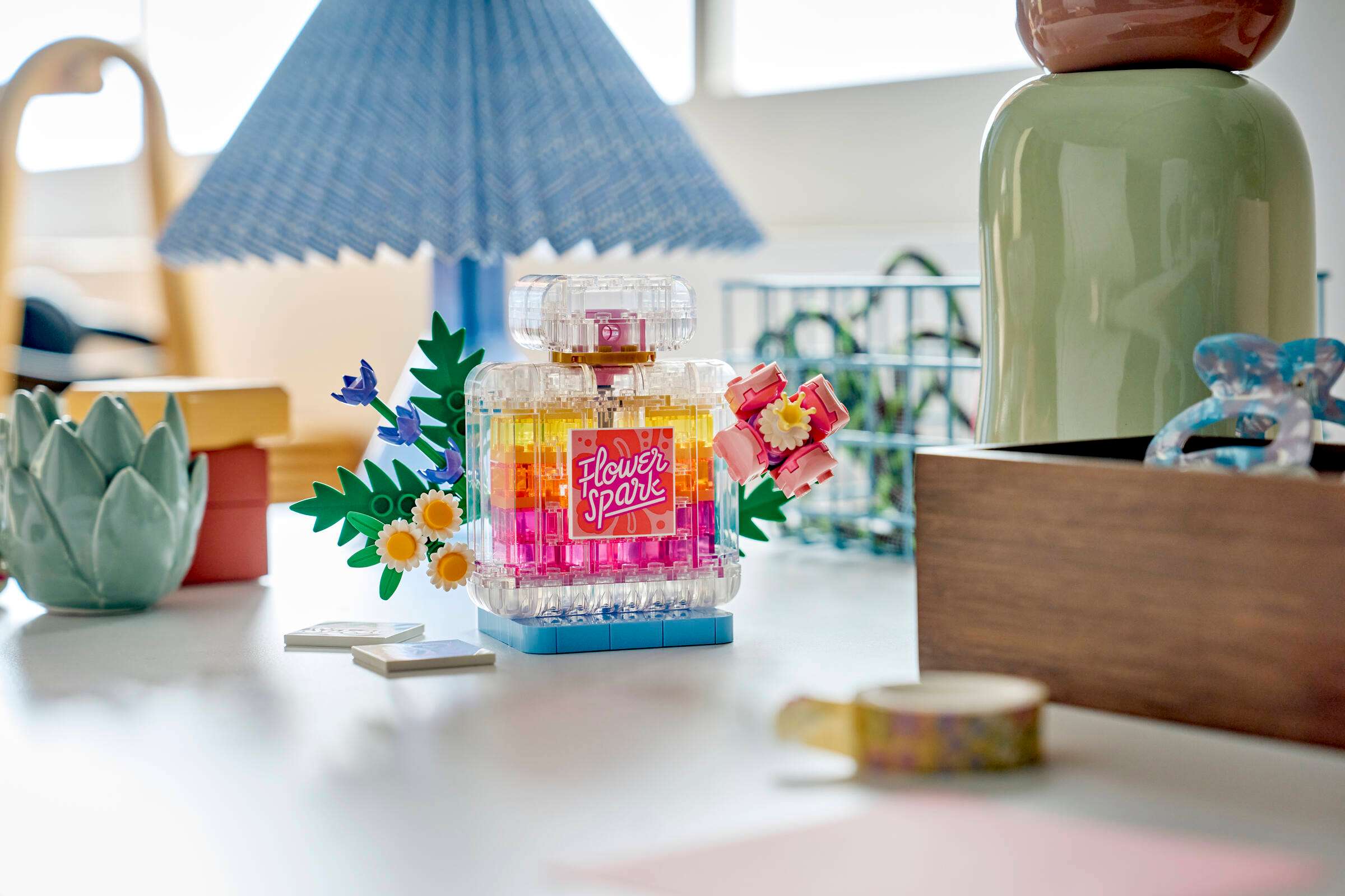 LEGO Creator 3-in-1 Floral Decor Perfume Bottle 31383 on display
