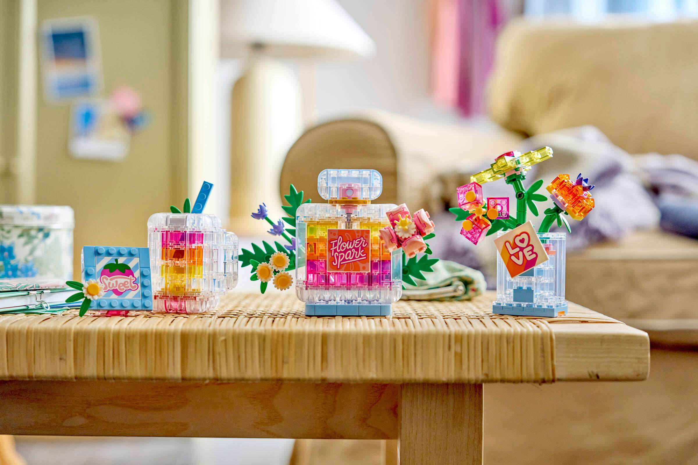 LEGO Creator 3-in-1 Floral Decor Perfume Bottle 31383 on display