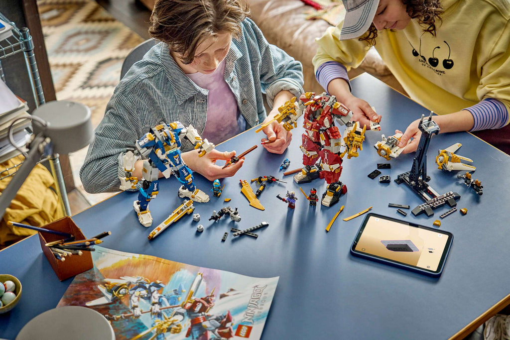 LEGO Ninjago The Twin Titan Mechs 71870 being built