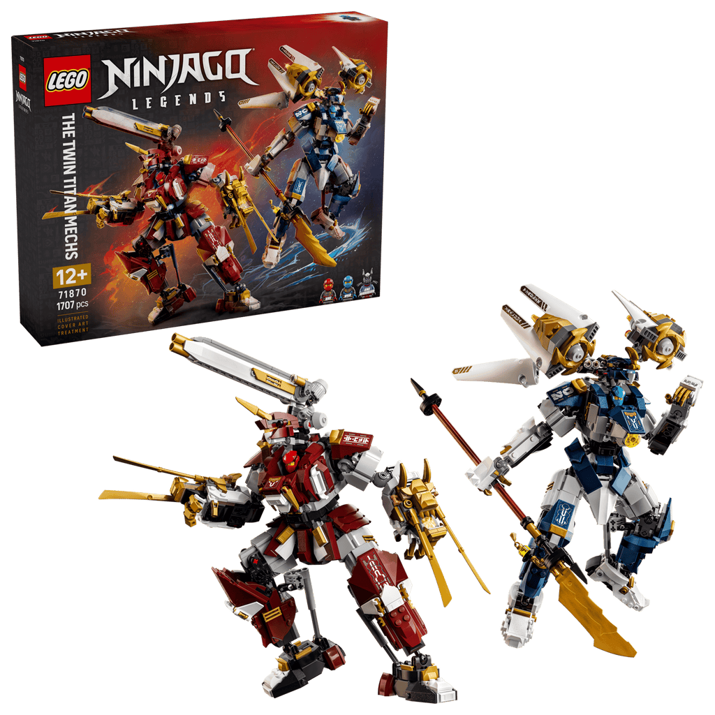 LEGO Ninjago The Twin Titan Mechs 71870 box and model