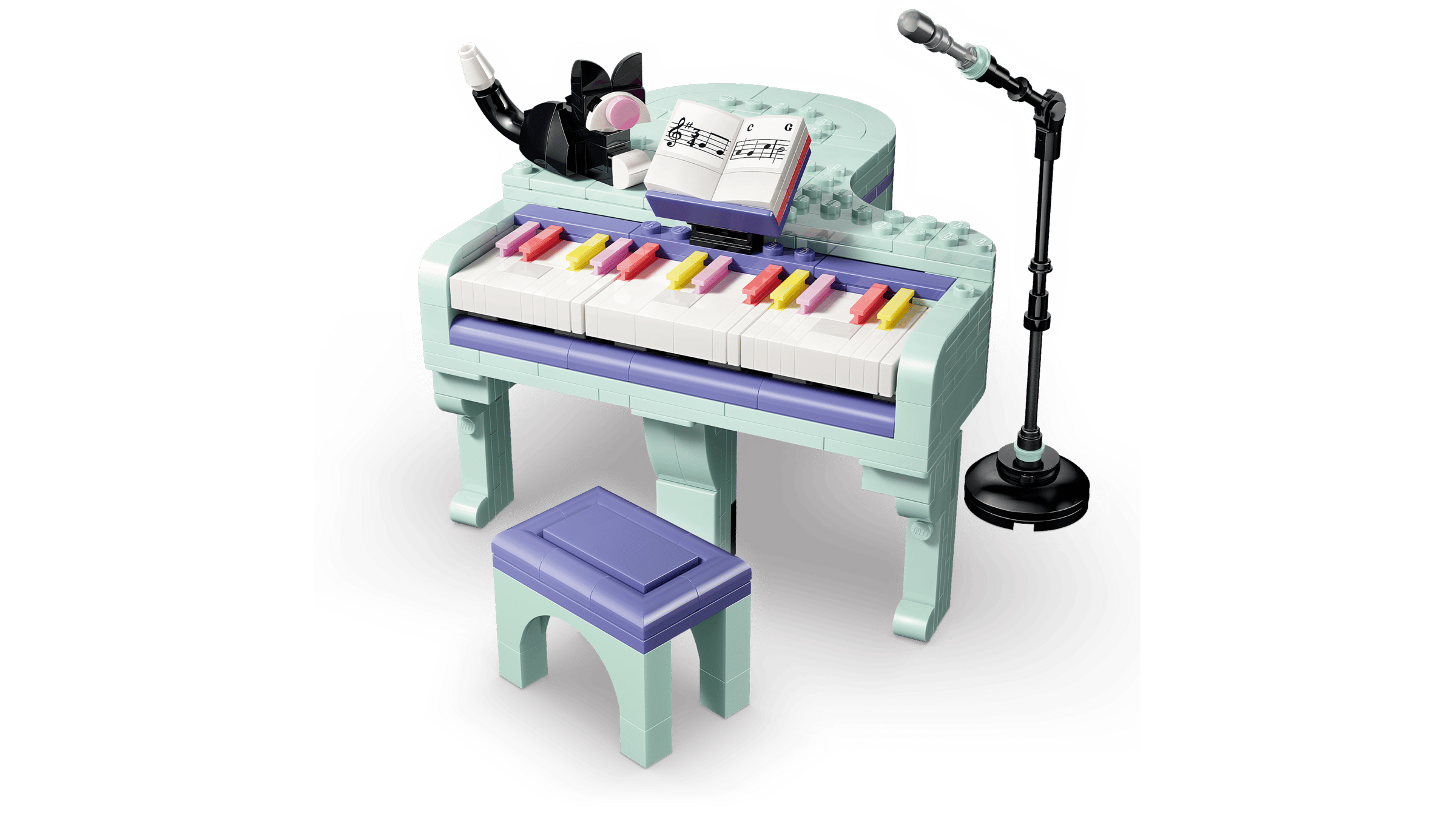LEGO Creator 3-in-1 Music Decor Piano with Cat 31392 detail view