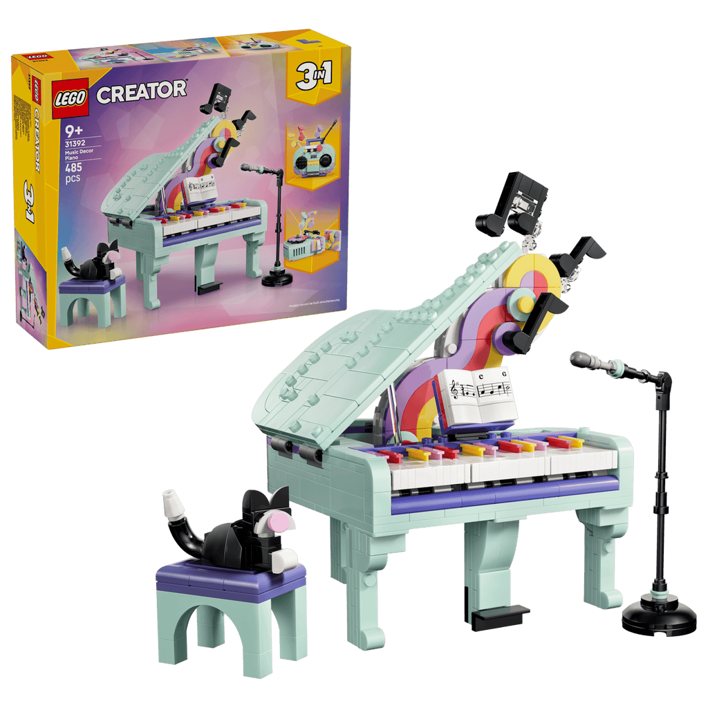 LEGO Creator 3-in-1 Music Decor Piano with Cat 31392 box and model