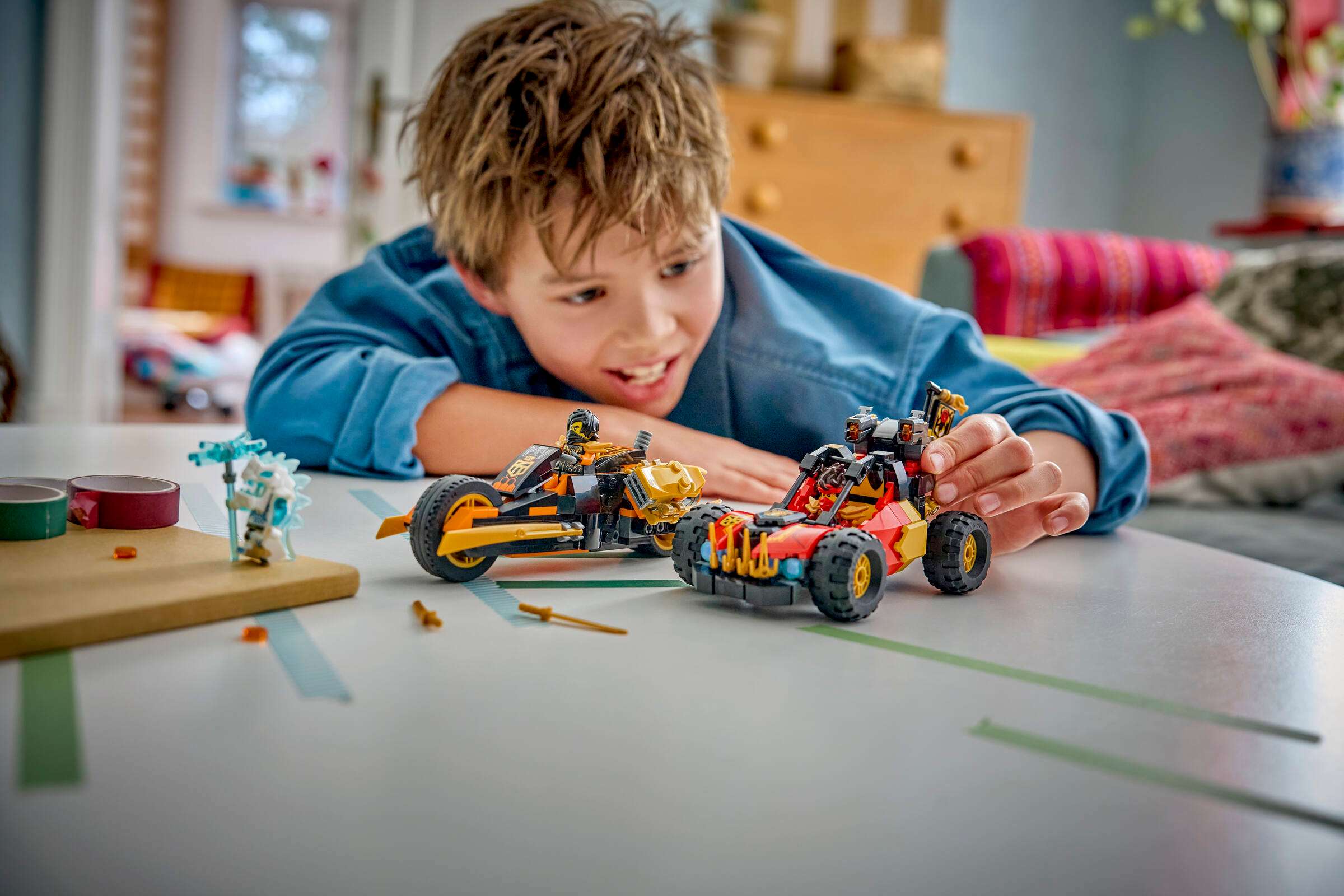 LEGO Ninjago Kai and Cole's Combiner Vehicles 71864 play scene