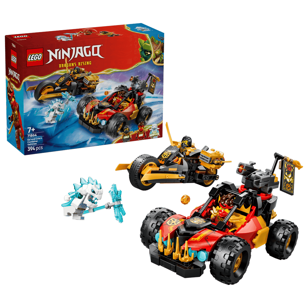 LEGO Ninjago Kai and Cole's Combiner Vehicles 71864 box and model
