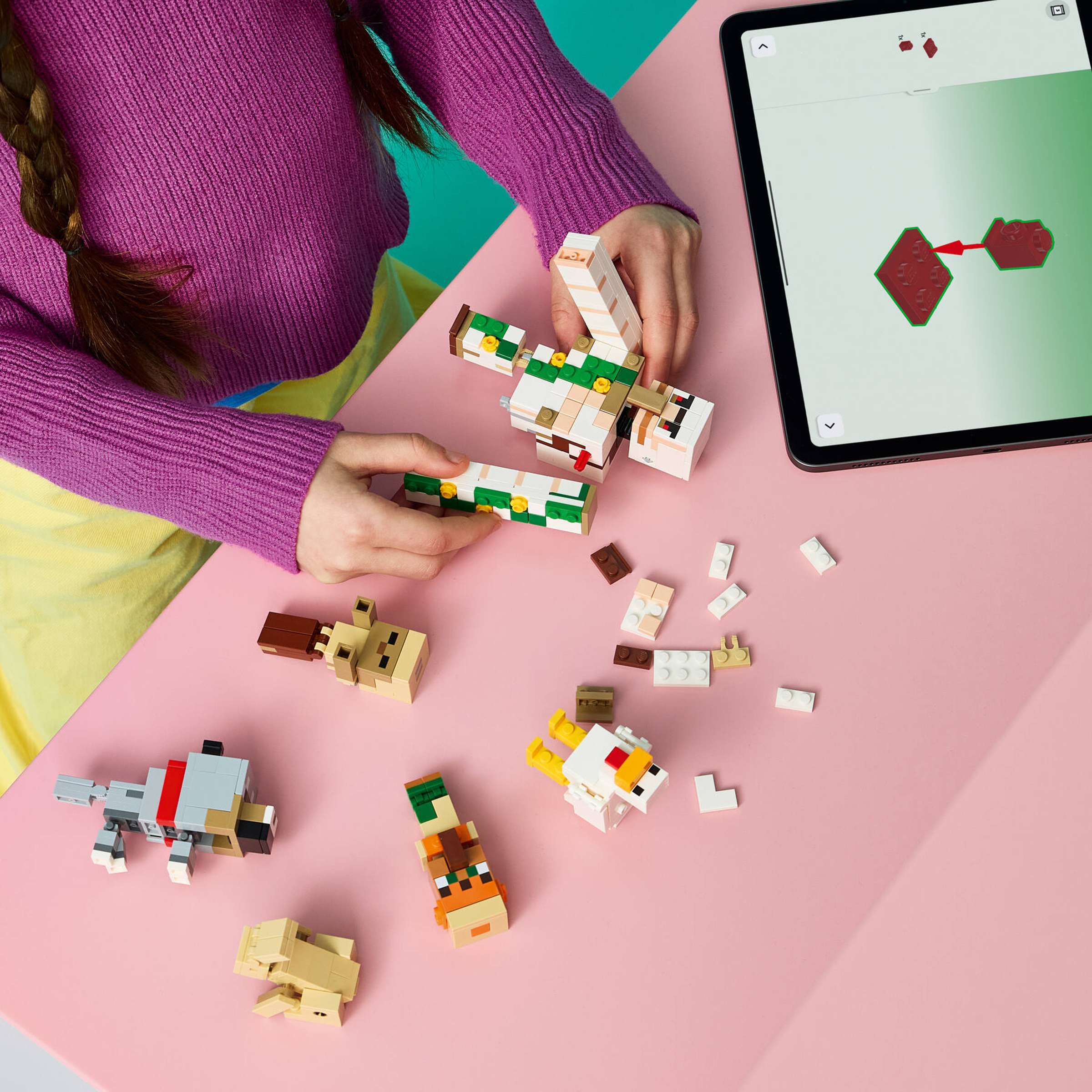 LEGO Minecraft Chicken Jockey Desert Attack being built