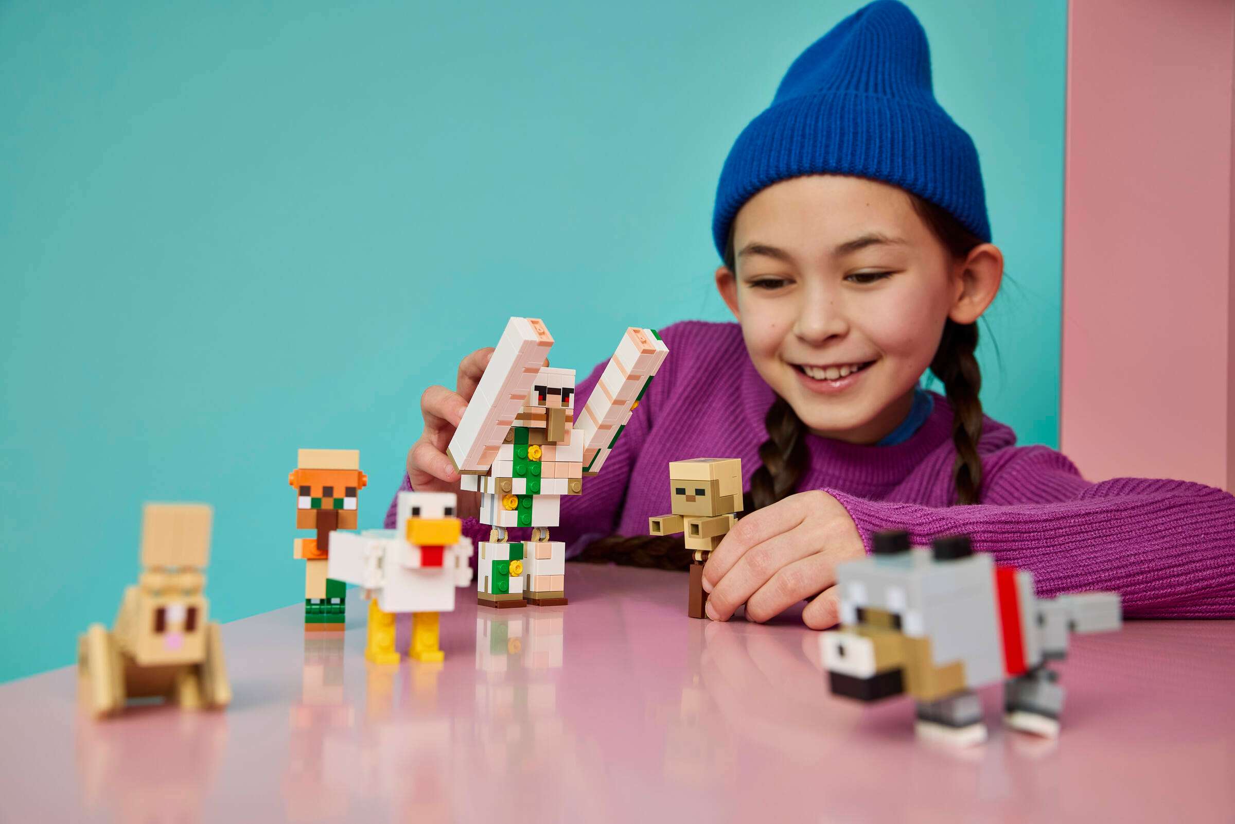 LEGO Minecraft Chicken Jockey Desert Attack play scene
