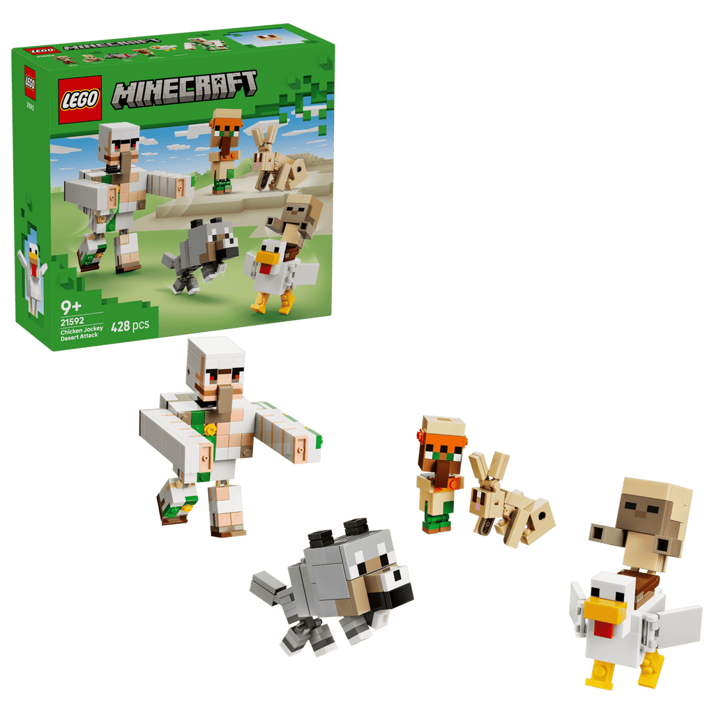LEGO Minecraft Chicken Jockey Desert Attack box and model