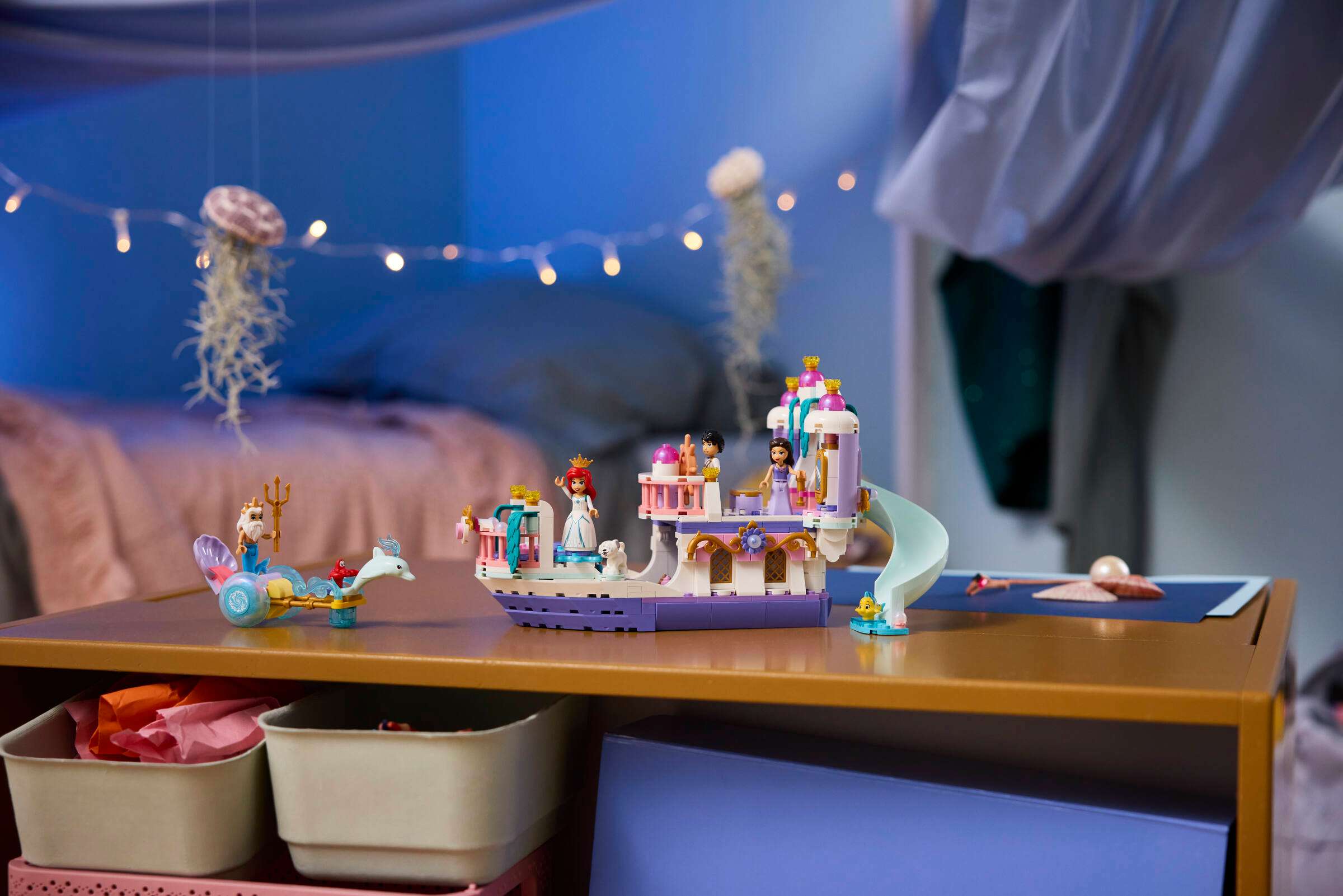 LEGO Disney Ariel's Royal Wedding Boat 43299 on display