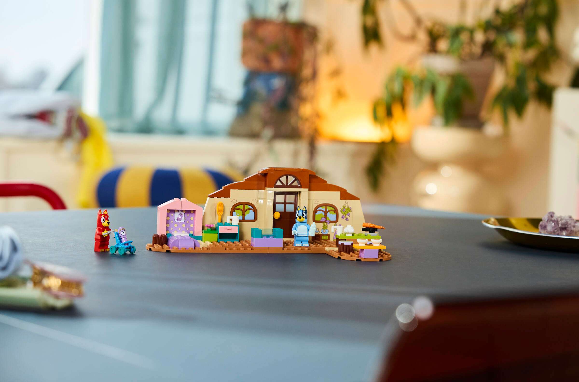 LEGO Bluey School with Rusty and Bluey on display