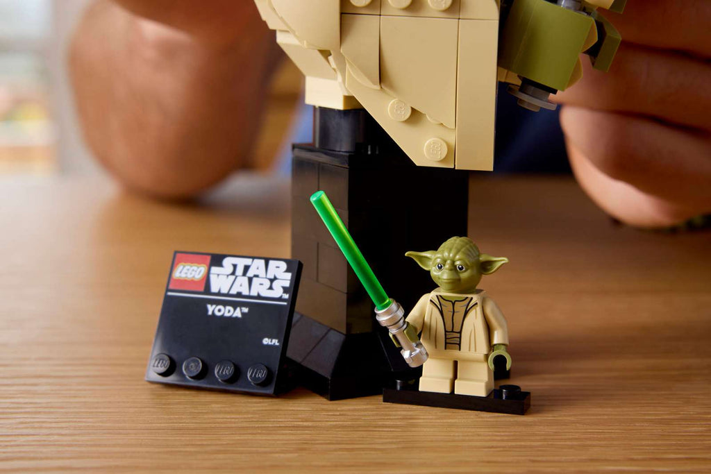 LEGO Star Wars Yoda Bust 75438 being built