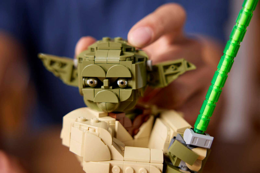 LEGO Star Wars Yoda Bust 75438 being built