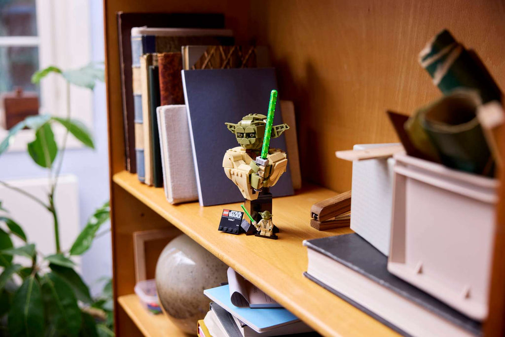 LEGO Star Wars Yoda Bust 75438 on display
