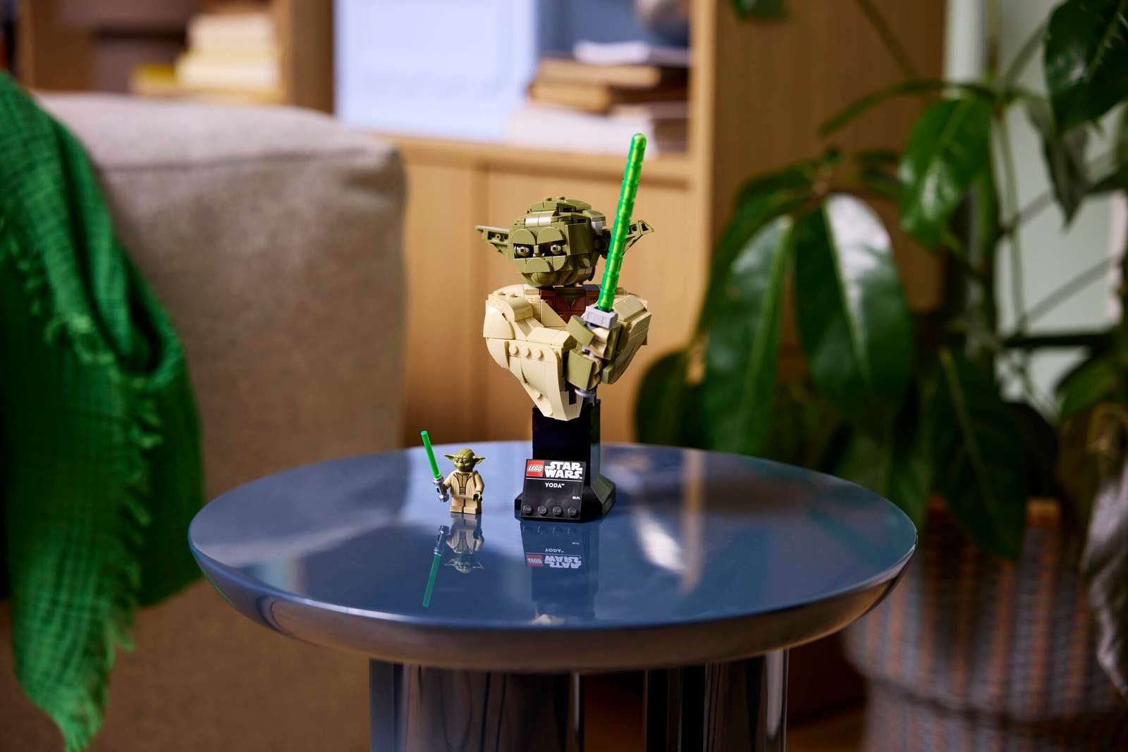 LEGO Star Wars Yoda Bust 75438 on display