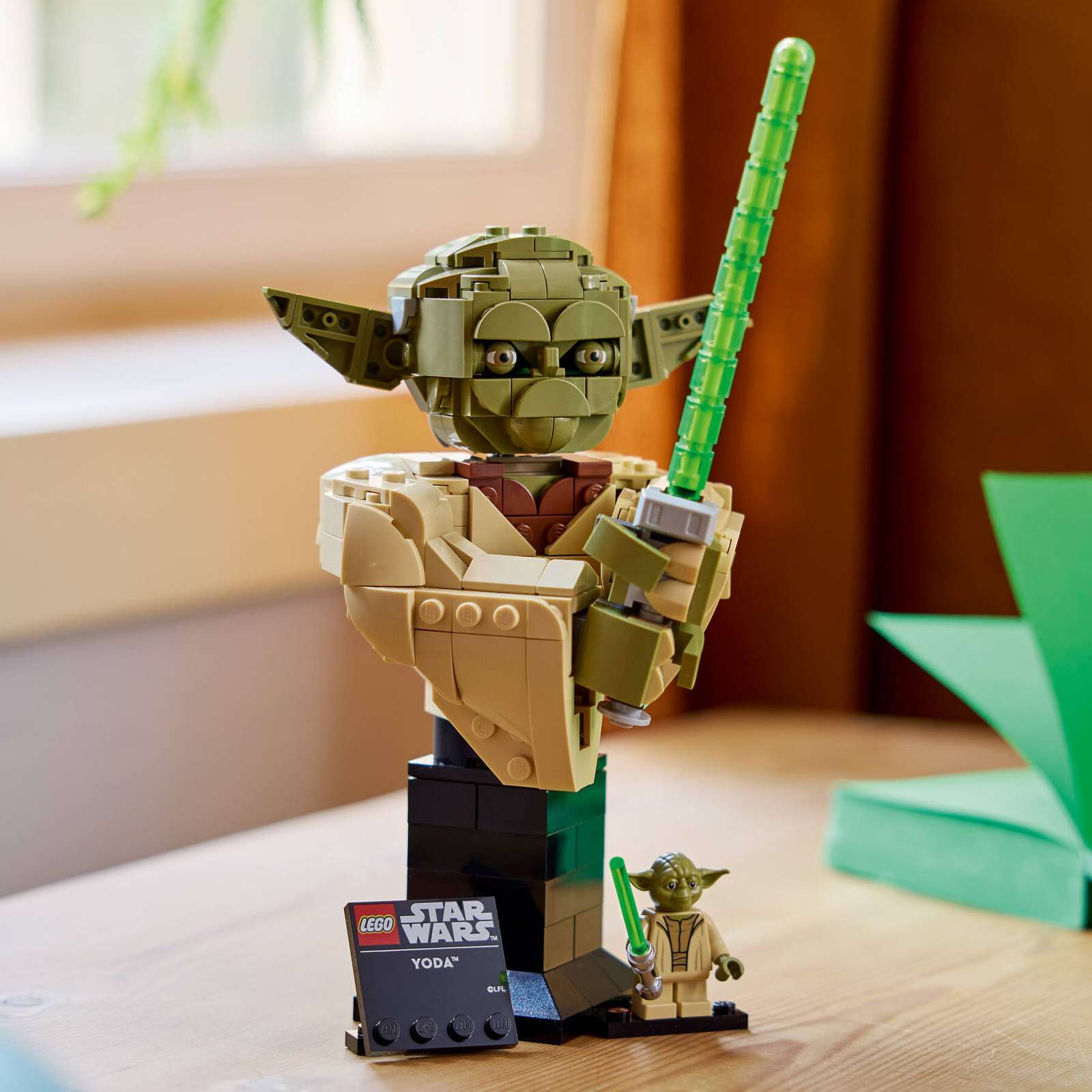 LEGO Star Wars Yoda Bust 75438 on display