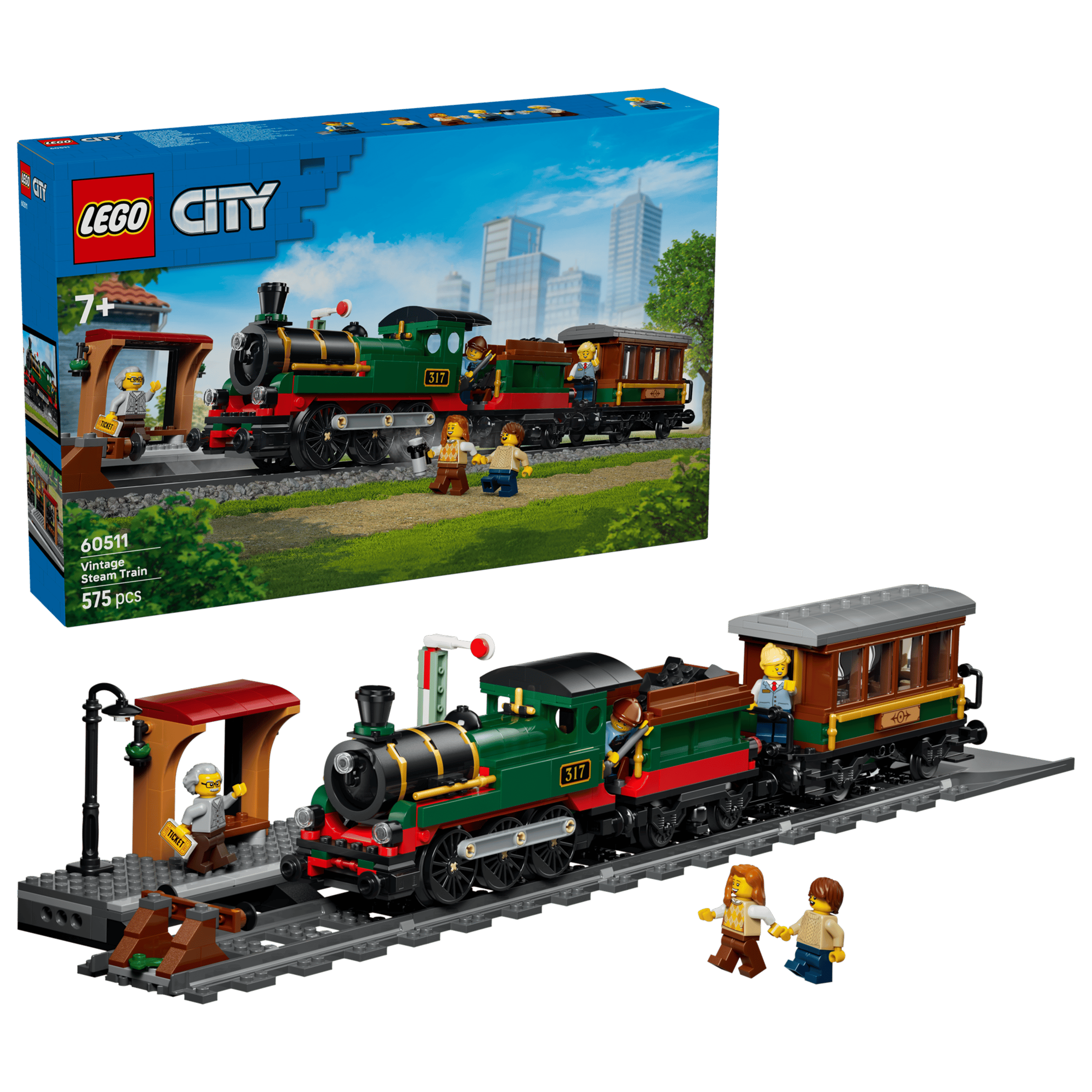 LEGO City Vintage Steam Train 60511 box and model