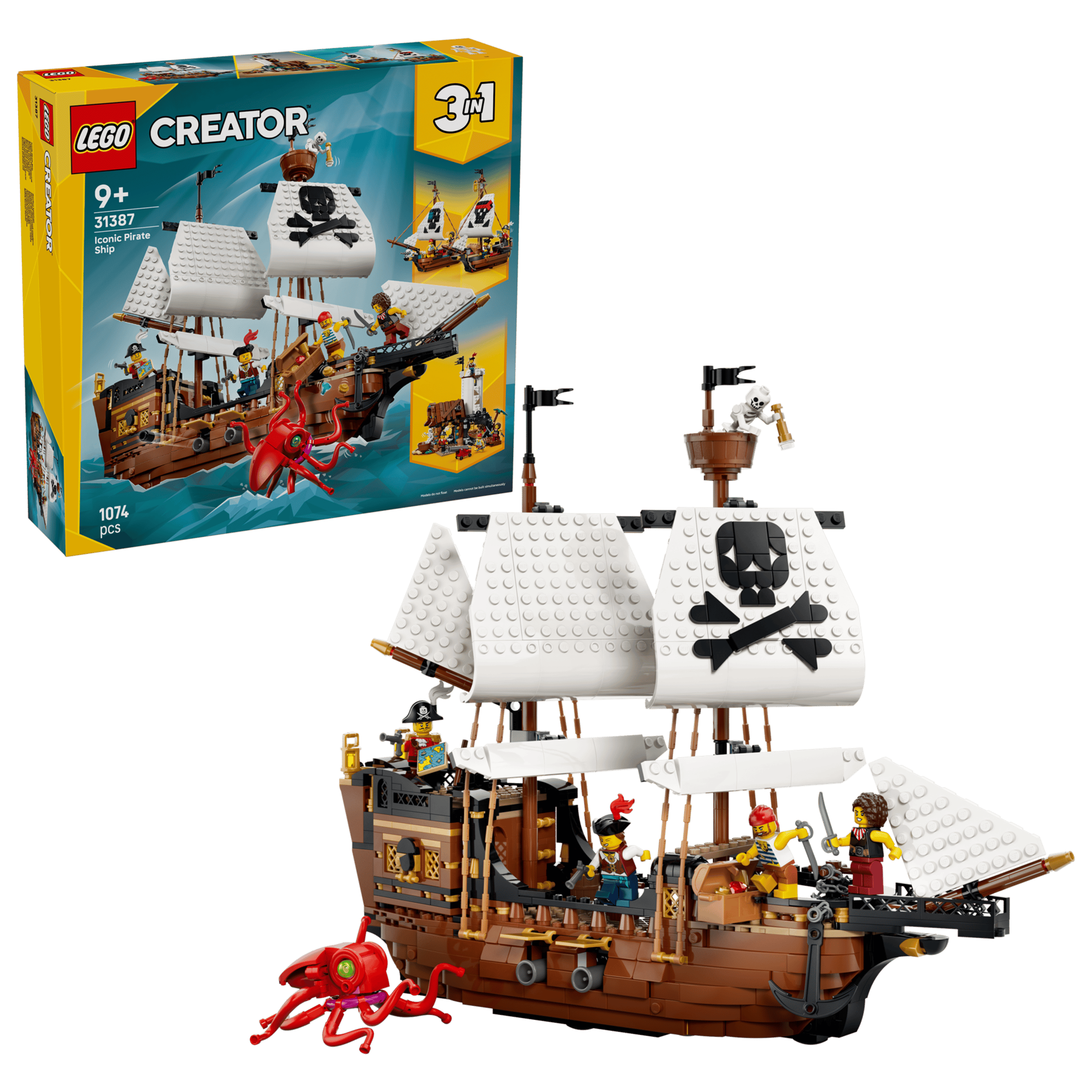 LEGO Creator 3-in-1 Iconic Pirate Ship 31387 box and model