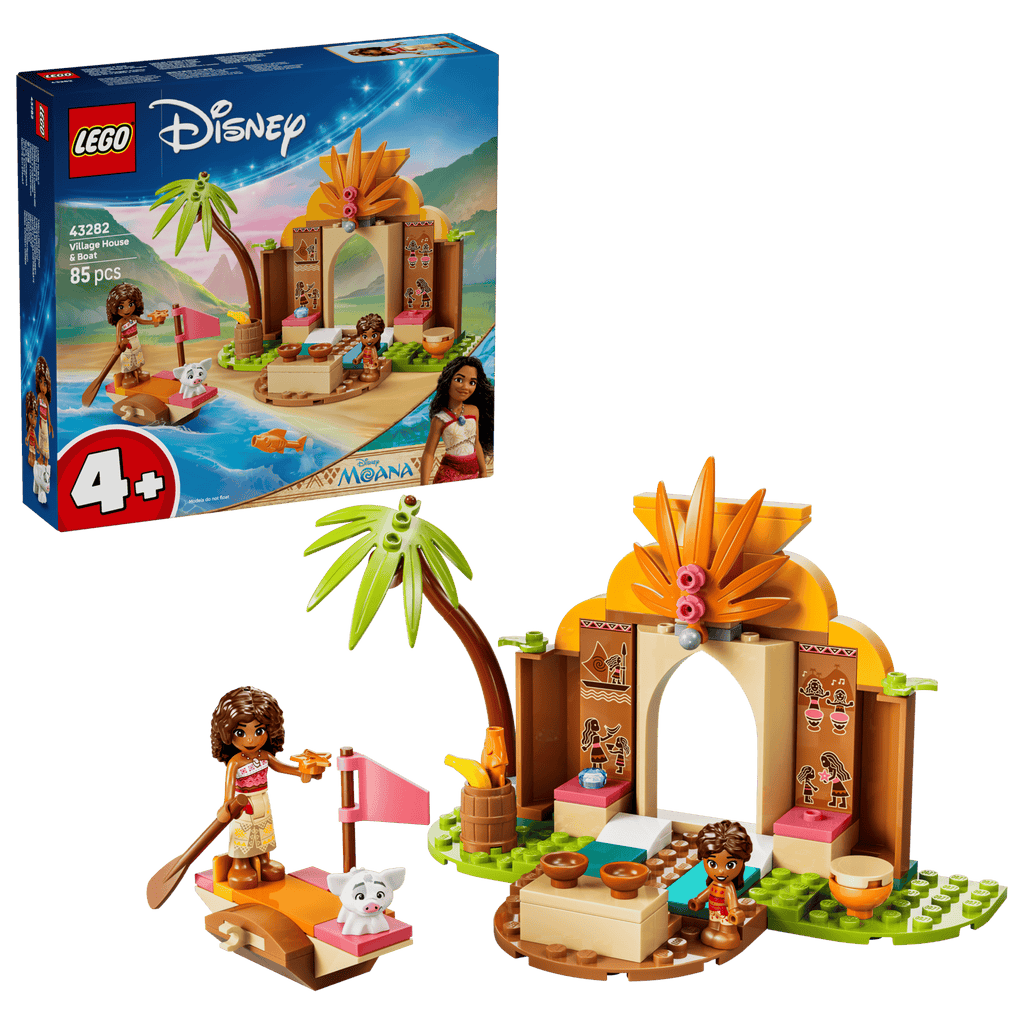 LEGO Disney Village House & Boat 43282 box and model
