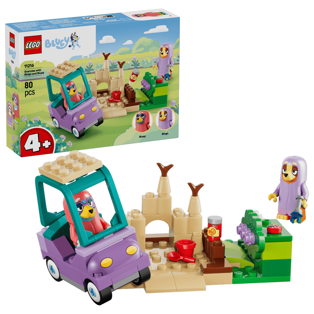 LEGO Bluey Grannies with Bingo and Bluey box and model