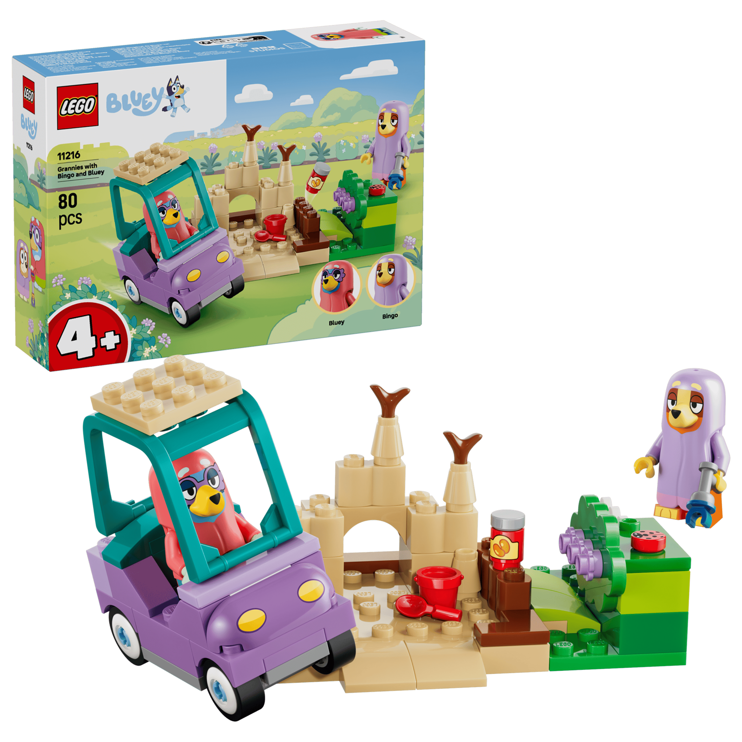 LEGO Bluey Grannies with Bingo and Bluey box and model