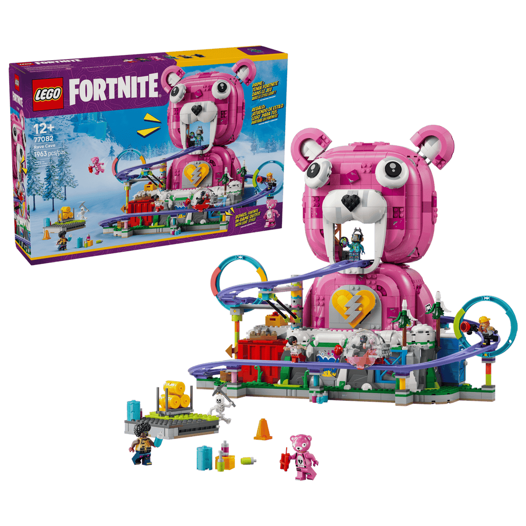 LEGO Fortnite Rave Cave 77082 box and model