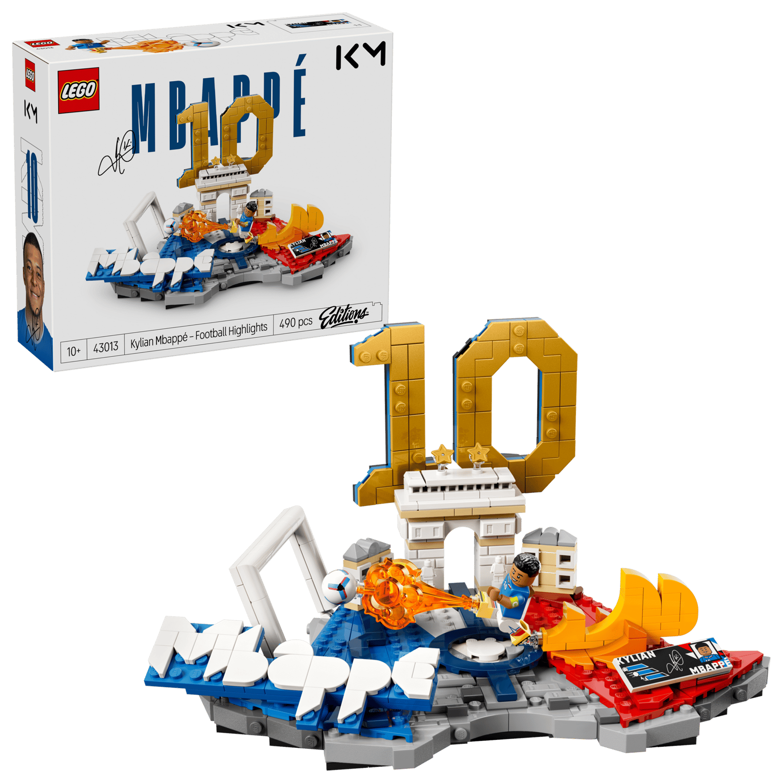 LEGO Editions Kylian Mbappe - Football Highlights 43013 box and model