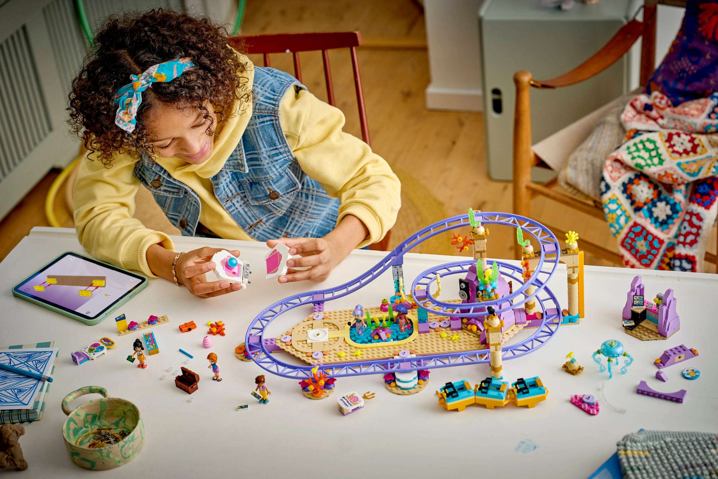 LEGO Friends Mermaid Roller Coaster Ride 42703 being built