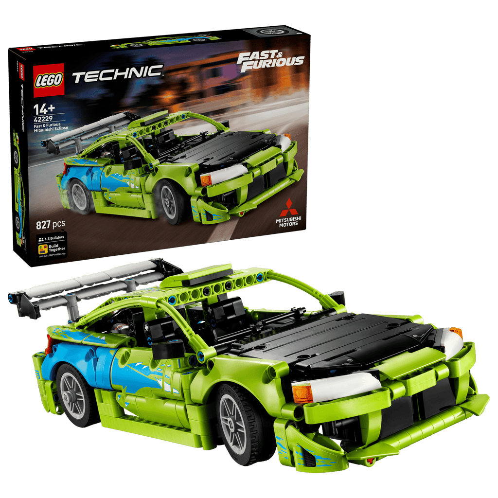 LEGO Technic Fast and Furious Mitsubishi Eclipse Car 42229 box and model