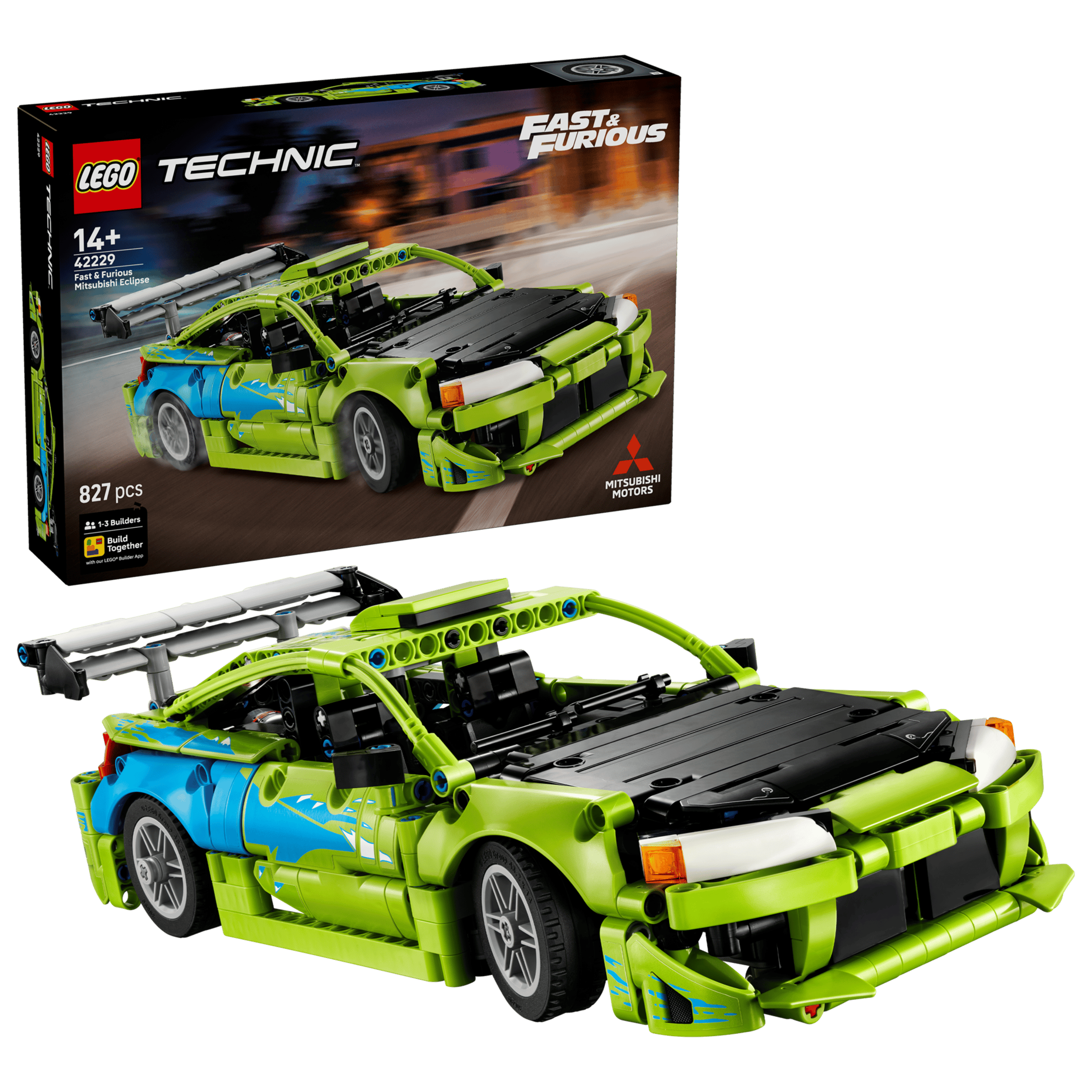 LEGO Technic Fast and Furious Mitsubishi Eclipse Car 42229 box and model