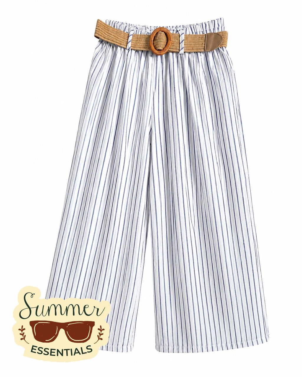 Coastal Stripe Wide Leg Pants - Blue