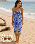 Fish & Floral Cotton Sarong – Blue