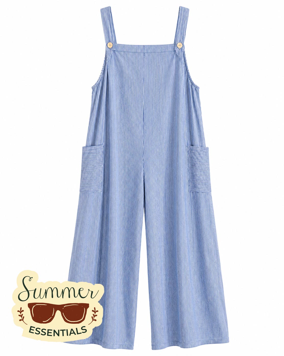 Striped Wide Leg Jumpsuit - Blue