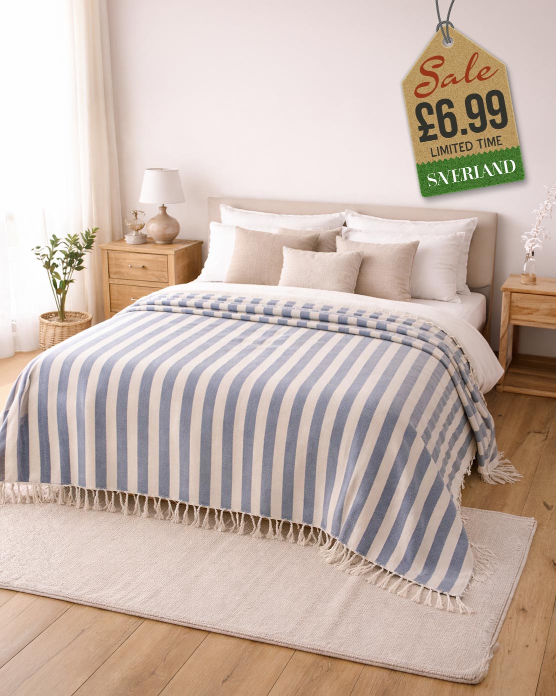 Blue & White Stripe Throw
