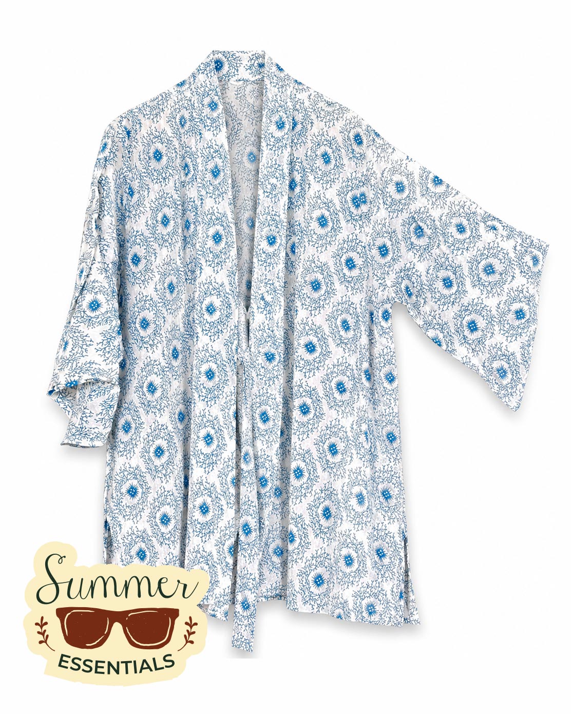 Blue Floral Cotton Kimono