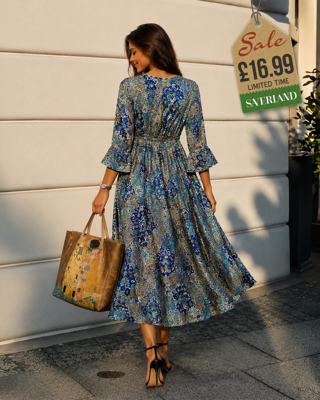 Bohemian Paisley Maxi Dress - Blue