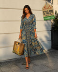 Bohemian Paisley Maxi Dress - Blue