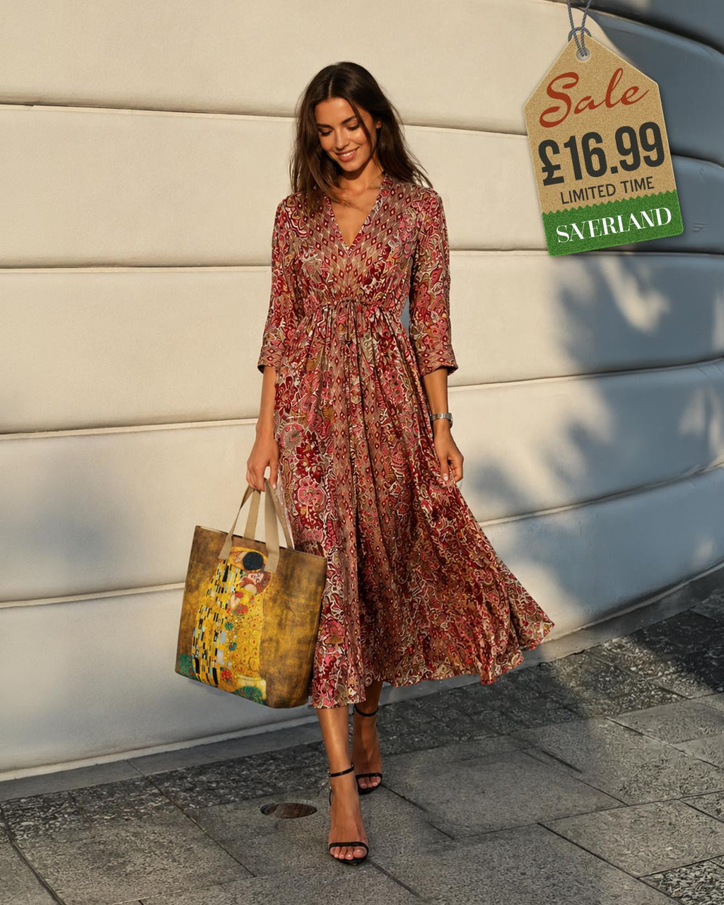 Bohemian Paisley Maxi Dress - Pink
