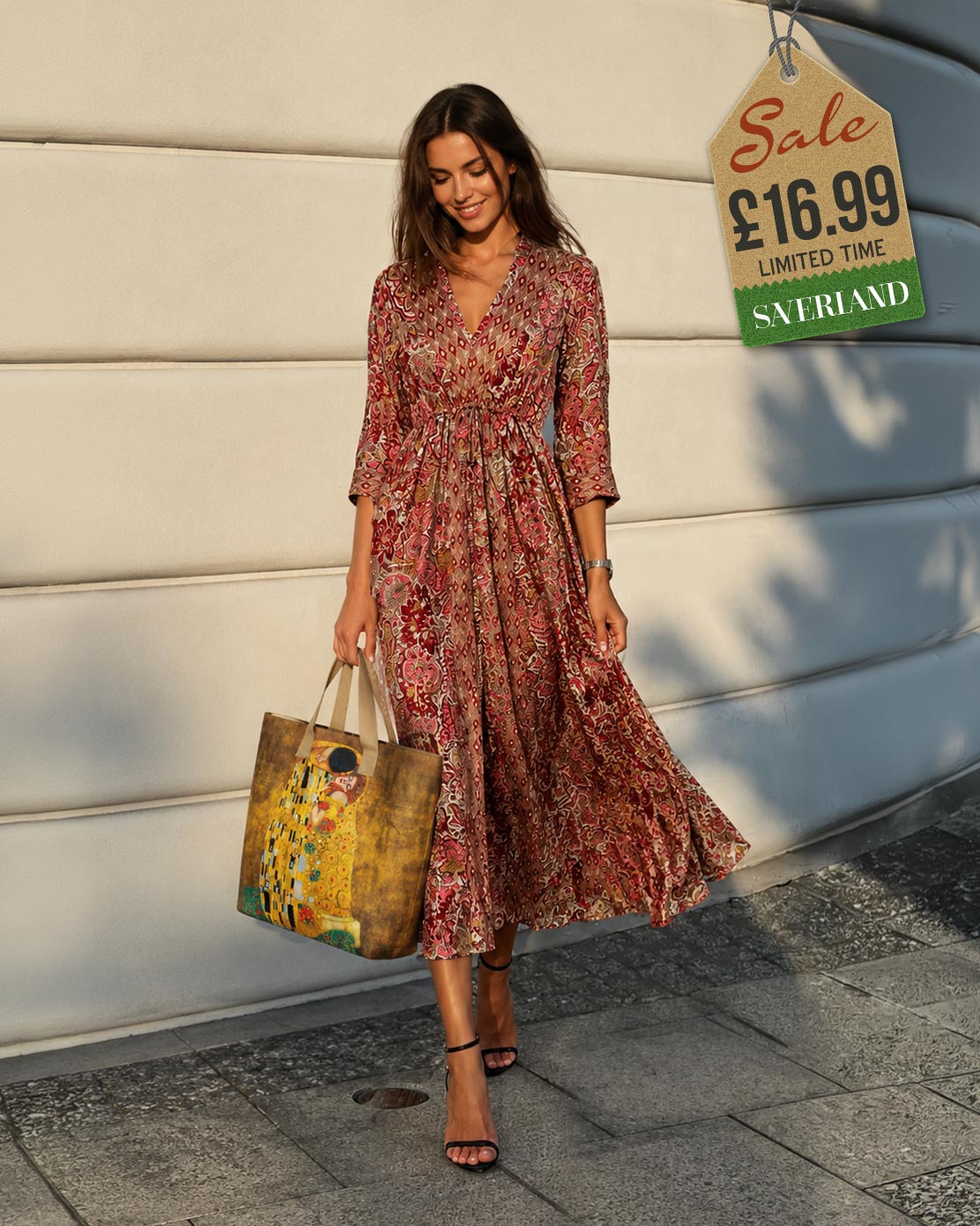 Bohemian Paisley Maxi Dress - Pink