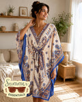 Bohemian Bloom Kaftan Dress – Blue