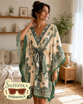 Bohemian Bloom Kaftan Dress – Green