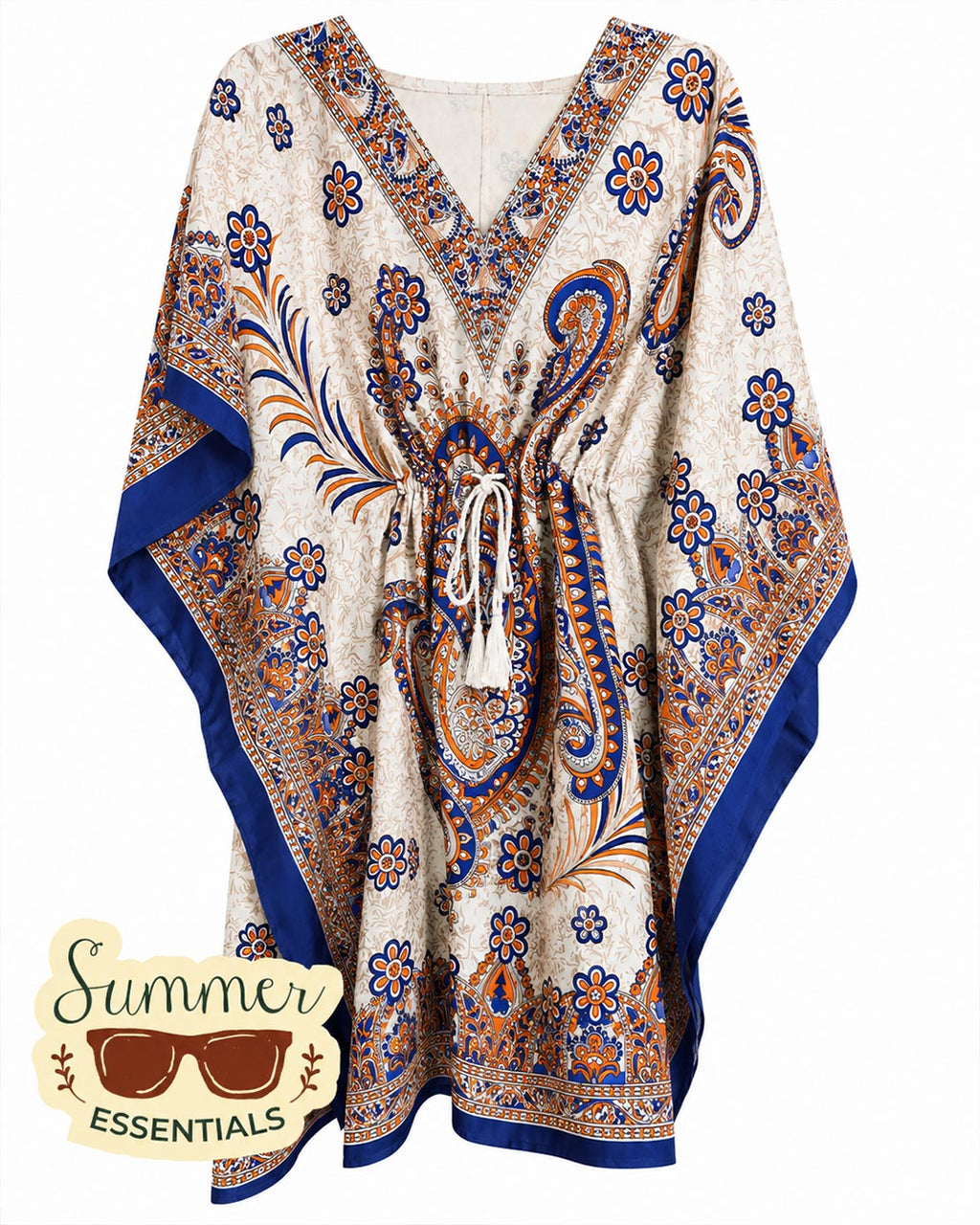 Bohemian Bloom Kaftan Dress – Orange