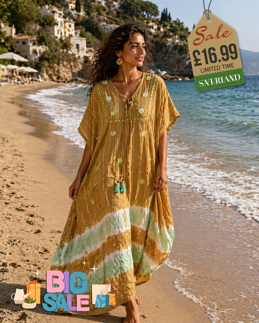 Boho Tie-Dye Beach Cover-Up Dress