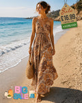 Brown Multicolour Maxi Summer Dress