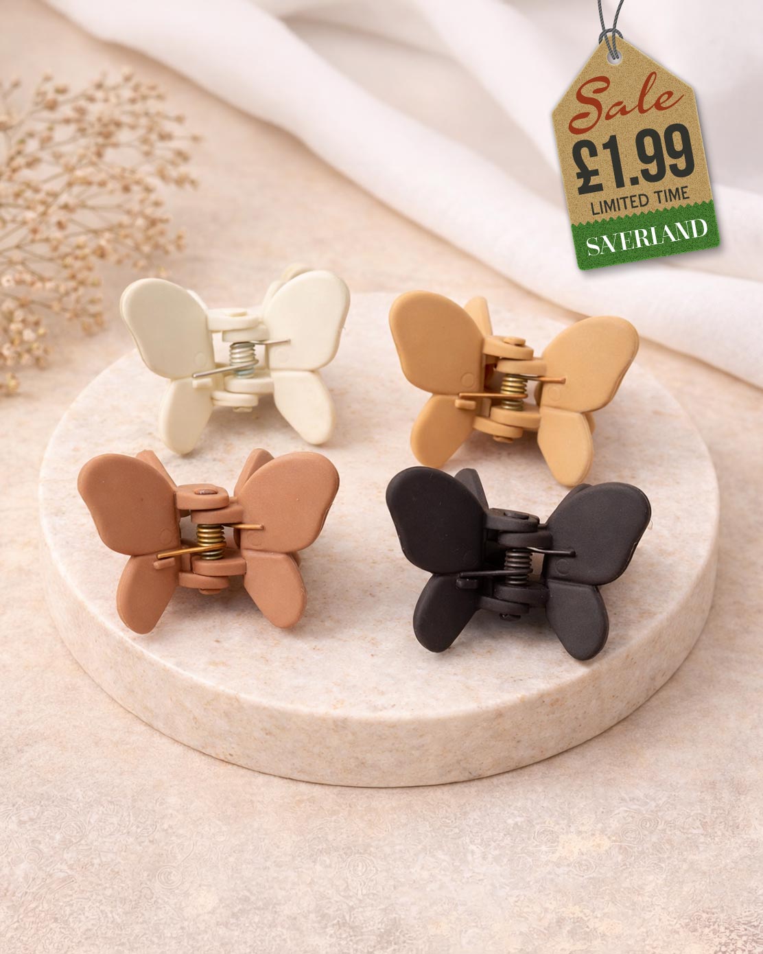Small Matte Butterfly Claw Clips - 4 Pack Neutrals