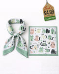 Cat Satin Scarf - Green
